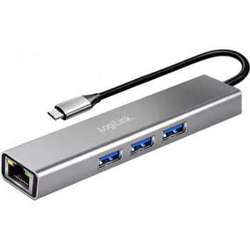 LogiLink USB 3.2 Gen1 jaotur, 3xUSB-A, 1xRJ45 Gigabit Ethernet (UA0461)