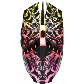 Mängurihiir DEFENDER GM-670L kahekäeline optiline, 2400 DPI, 5 nuppu, juhtmega, must, RGB