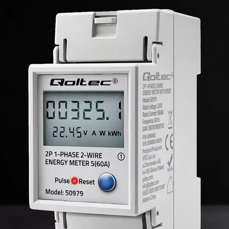 Energiaarvesti QOLTEC Ühefaasiline DIN-liistule 230V (MPN 50979)