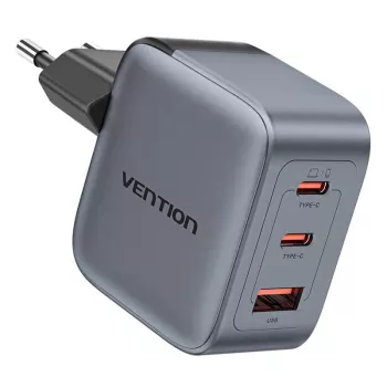 Vention GaN laadija FEXH0-EU 70W — 2x USB-C + 1x USB-A, PD 70W, 100–240V