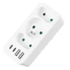 Toitepistikupesade jagaja MACLEAN MCE248 F/W — 3 vahelduvvoolu pistikupesa (1×16A, 2×6A) + 4×USB (2×A, 2×C PD 20W), EL-pistik, valge