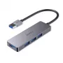 USB-jaotur Aukey CB-H36 — 4-pordiline USB 3.2 Gen 1 Type-A, host USB 2.0, 5000 Mbit/s, alumiiniumist hõbedane
