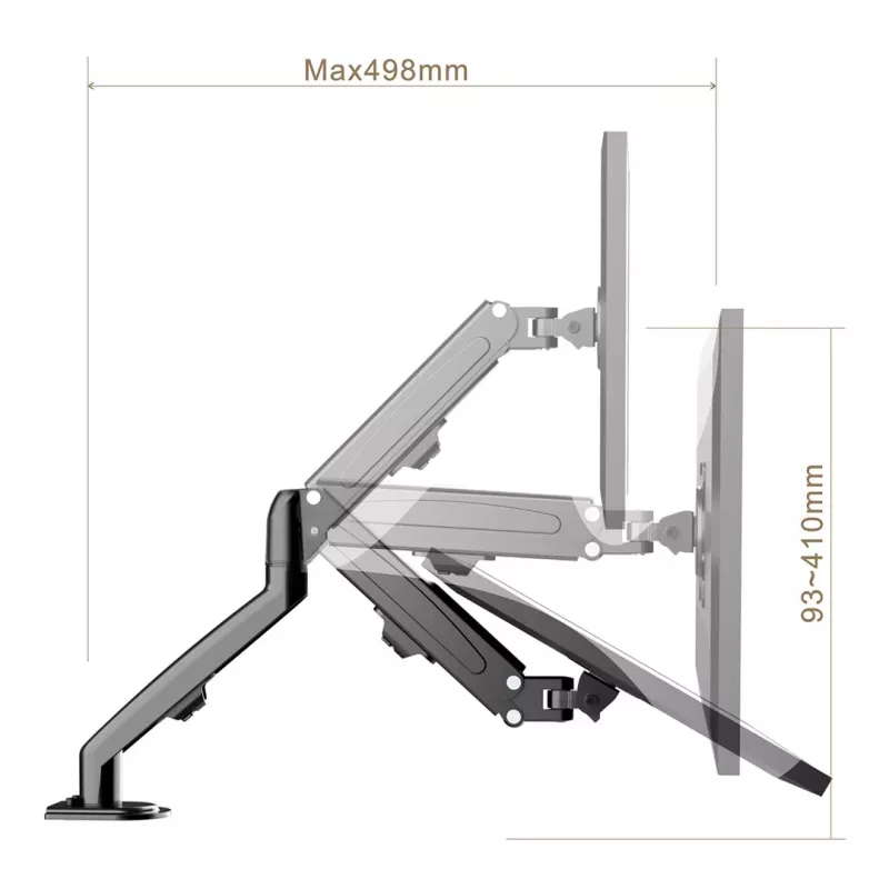 Maclean MC-860N monitorihoidja, gaasivedruga, 13-27, 8 kg, must