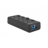 USB-jaotur NATEC MANTIS USB 2.0 Type-B — 4x USB 3.2 Gen 1 Type-A porti, must, 0,8 m kaabel, vahelduvvooluadapter, toitelüliti