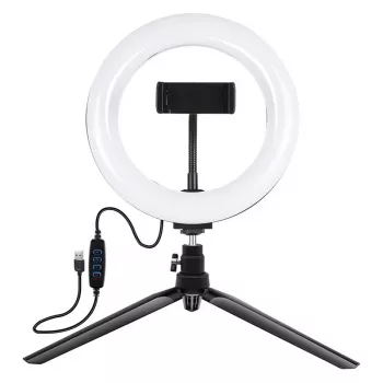 Statiivikinnitus Puluz 20 cm LED-rõngasvalgusega vlogimiseks PKT3073B