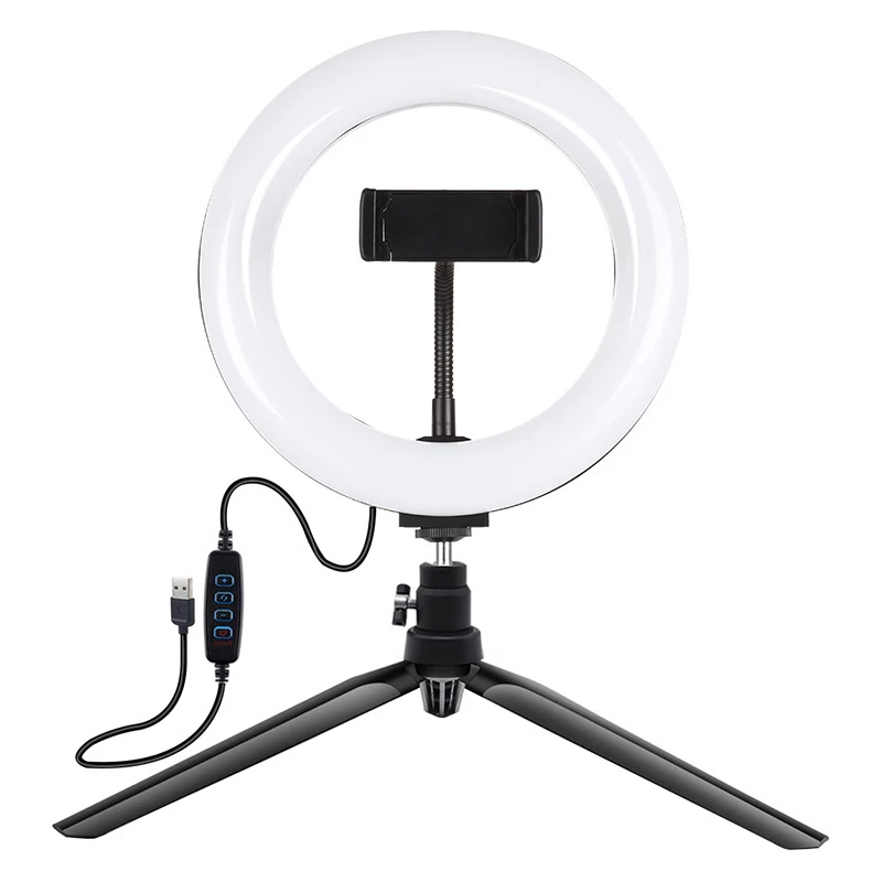 Statiivikinnitus Puluz 20 cm LED-rõngasvalgusega vlogimiseks PKT3073B