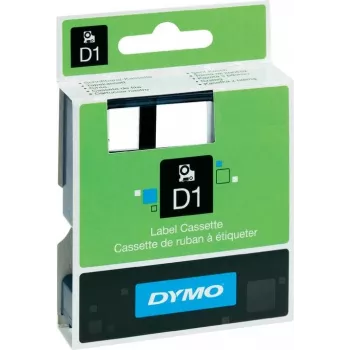 Dymo sildilint 2-pakk — valge musta trükiga, 12 mm ja 19 mm laiused