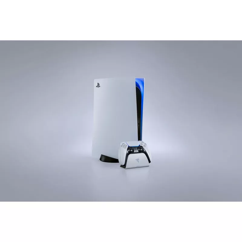 Laadimisalus Razer RC21-01900100-R3U1 PlayStation 5 kontrolleritele — valge, laadib ühte kontrollerit, sisaldab USB-C–USB-A kaablit