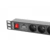 Toitejaotusseade LANBERG PDU-04E04I-0200-IEC-BK — 1U, 4 E-tüüpi pesa, 2 m kaabel, 10 A, 220–250 V