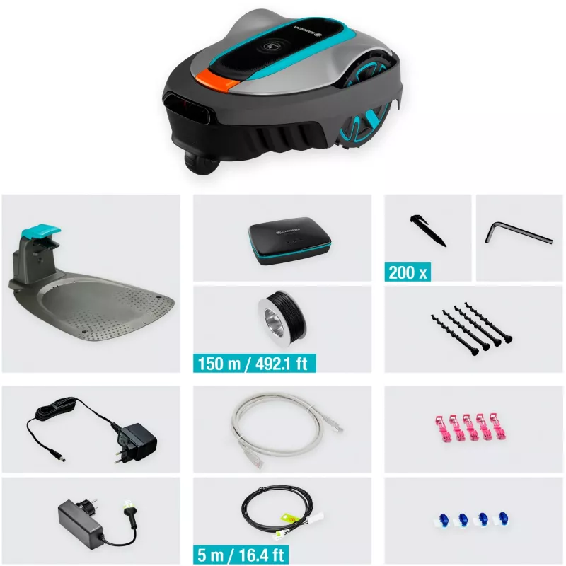 Gardena 19605-60 muruniiduk Robotniiduk Aku Must, Roheline, Hall