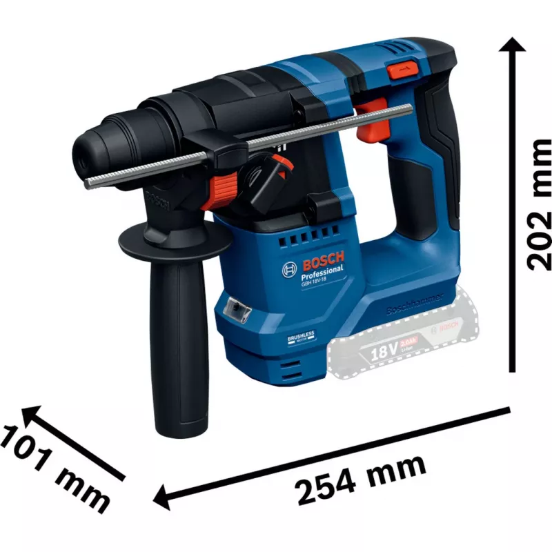 Akuga lööktrell GBH 18V-18 Professional solo, 18 V (sinine/must, ilma aku ja laadijata)