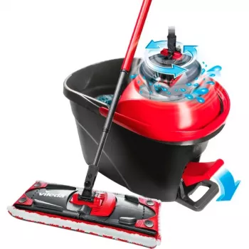 Mopping system bucket VILEDA 140827 – Must fiber, wet cleaning, telescopic handle 130 cm, 35 cm grip, for laminate/tiles/wood