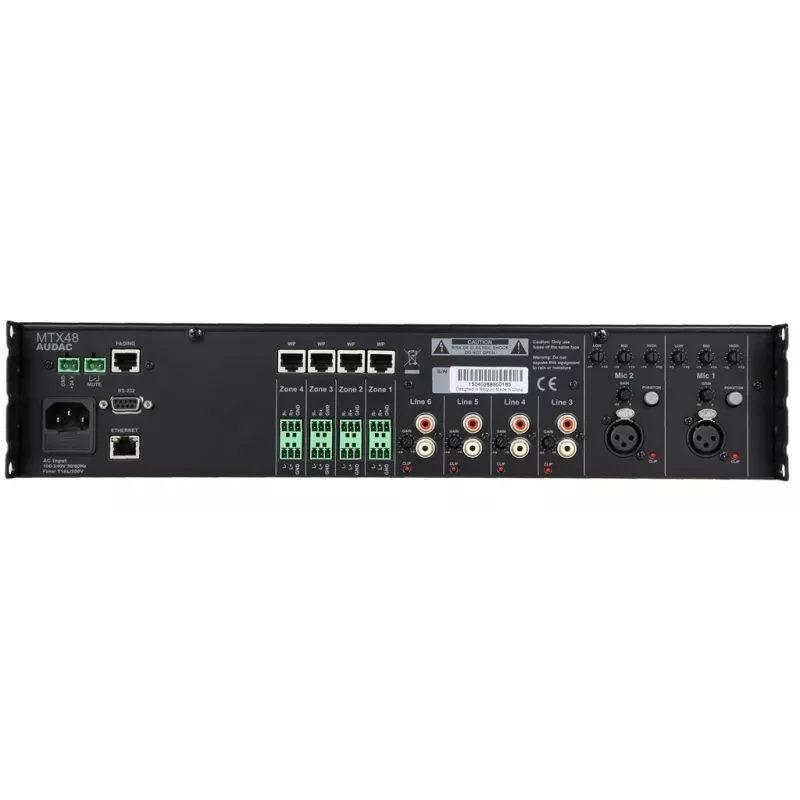 AUDAC MTX48 helivõimendi Kodu Must 80 dB SNR 20-20000 Hz