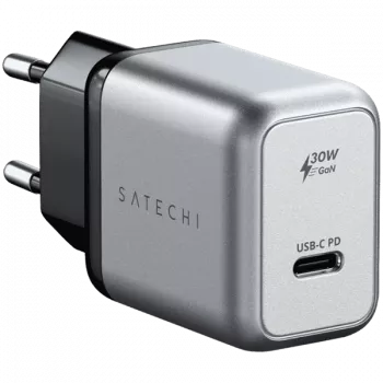 Mobiilseadme laadija Satechi ST-UC30WCM-EU — Universaalne siseruumides kasutatav vahelduvvoolulaadija 1× USB-C, must/hõbedane