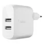 Belkin BOOST CHARGE - Toiteplokk - 24 W - QC 3.0 - 2 väljundporti (USB) - Valge (WCB002VFWH)