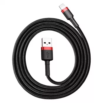 USB-A – Lightningi kaabel Baseus Cafule 2,4 A QC 3.0, 1 m — must/punane