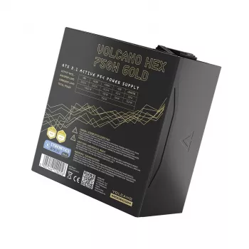 Toiteplokk MODECOM VOLCANO HEX GOLD 750W, 80 PLUS Gold, ATX 3.1, modulaarne, 14 cm ventilaator