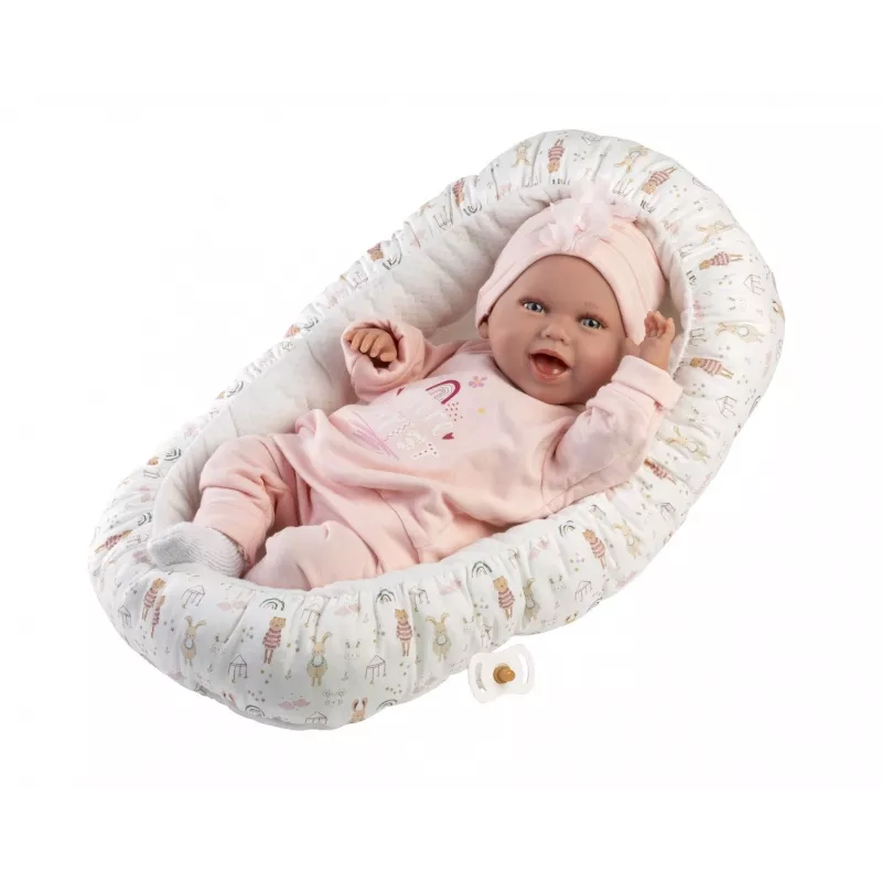 Beebinukk Llorens Mimi Baby 42 cm — realistlik nägu, naerab, pehme keha