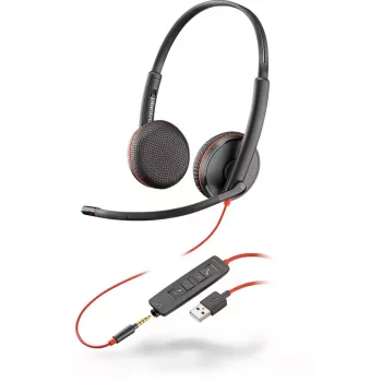Peakomplekt HP POLY Mustwire C3225 juhtmega USB-A peakomplekt kontori/kõnekeskuse jaoks, 20–20000 Hz, 121 g, must