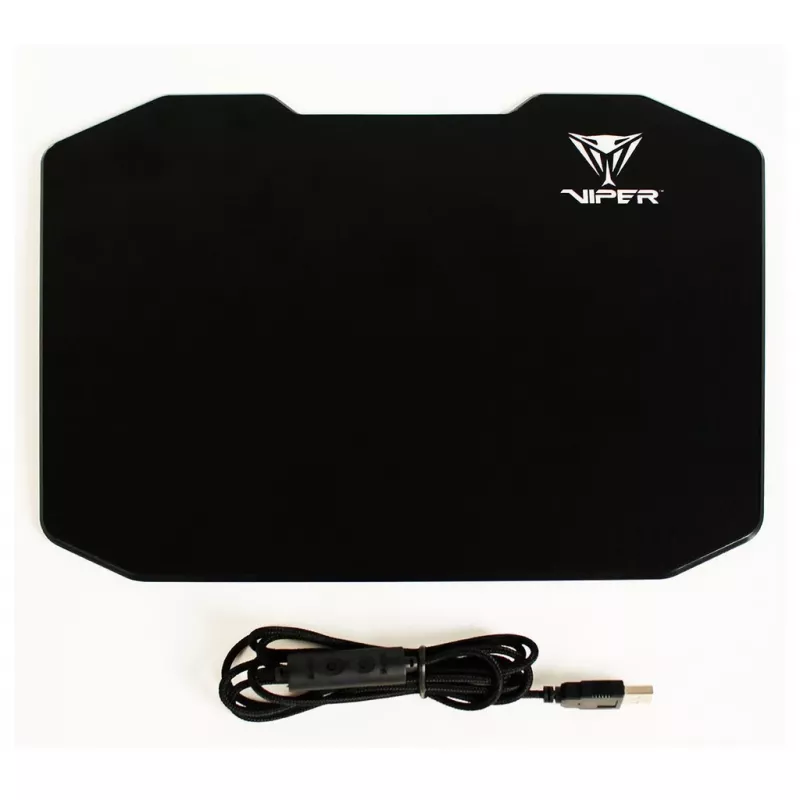 Hiirematt PATRIOT Viper Gaming must – polümeer/kumm, LED-taustvalgustus, USB-toitega, libisemiskindel, 353,5×242,7 mm, 5,5 mm paksus