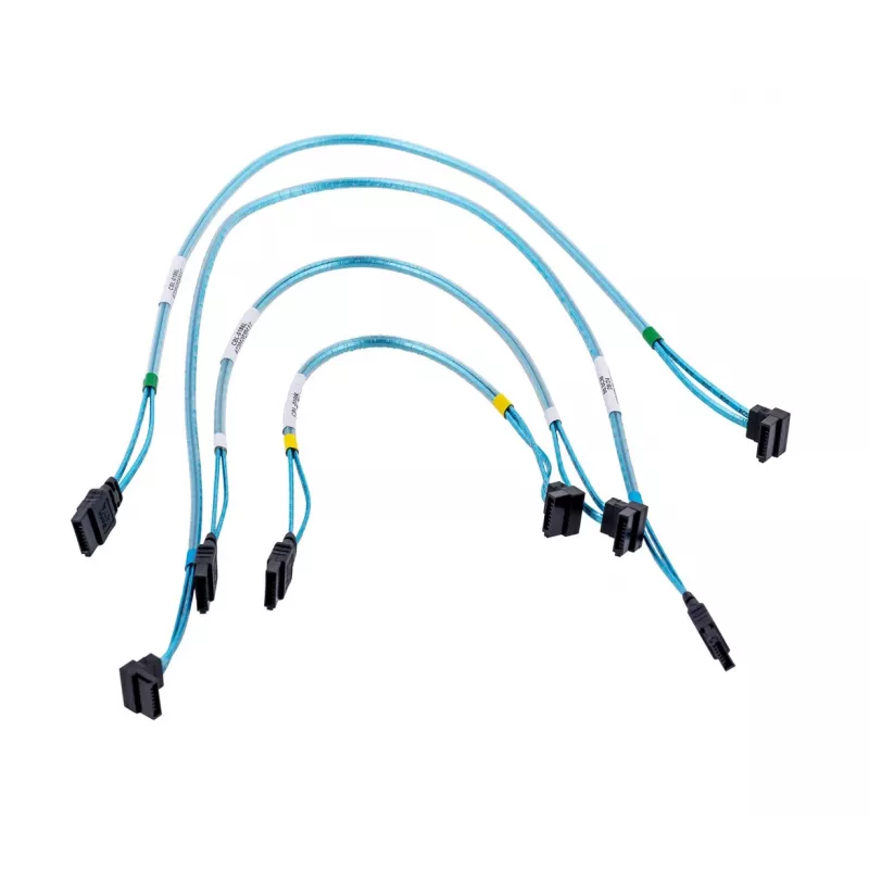 SATA-kaabel Supermicro CBL-0186L 4x ümmargune 0,56 m, SATA I, sirge isane-isane, must/sinine/valge