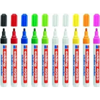 Chalk Marker Edding 4095 Must Sinine Roheline Oranž Roosa Punane Valge Kollane 10 tk