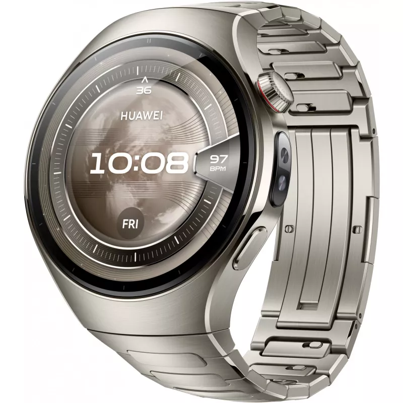 Nutikell HUAWEI WATCH 5, 1.5 tolli AMOLED, 466×466, 46 mm titaankorpus, Wi‑Fi, GPS, hõbedane