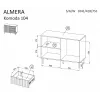 Cama meble ALMERA kummut 104x42x75 cm, pähkel/kašmiir, 3 sahtlit, puitlaastplaat