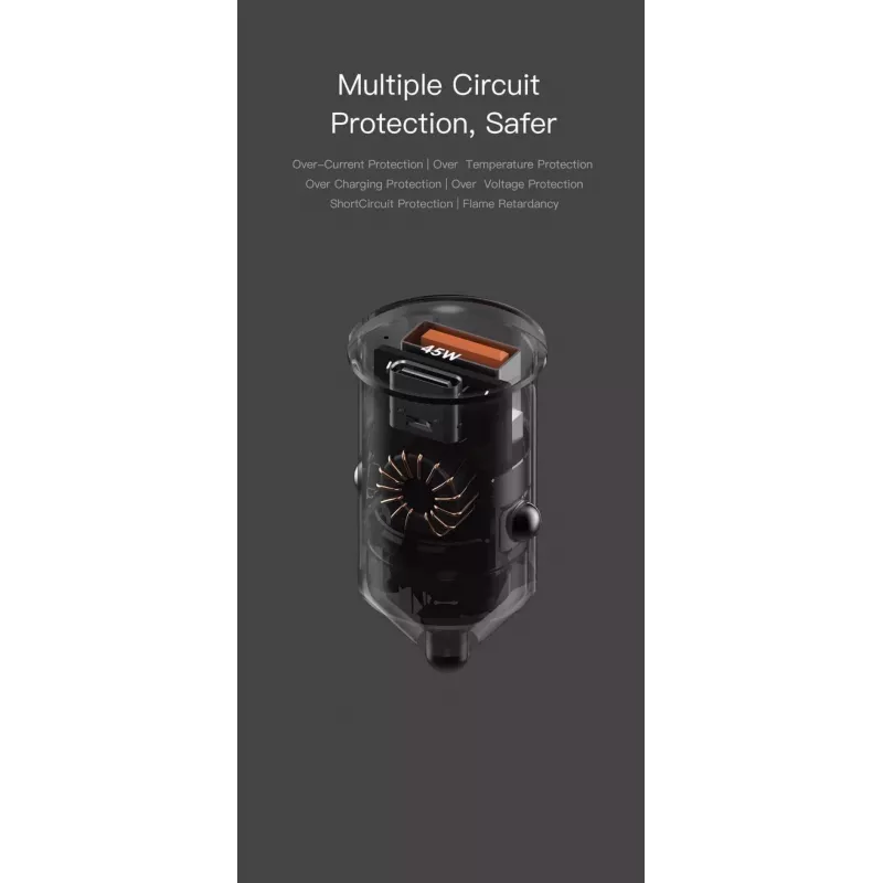 Auto laadija Orsen C8 45W — 45W USB-C PD kiirlaadimine, must