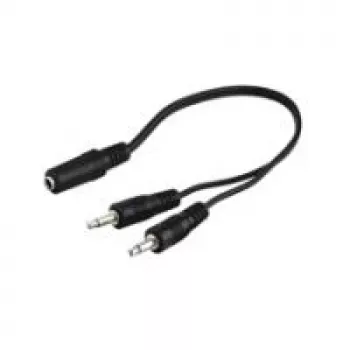 Wentronic Goobay 3,5mm-pistikupesa adapterkaabel, must, 0,2 m - 3,5 mm pistikupesa (3-kontaktiline, stereo) > 2x 3,5 mm pistik (2-kontaktiline, mono) (50472)