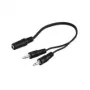 Wentronic Goobay 3,5mm-pistikupesa adapterkaabel, must, 0,2 m - 3,5 mm pistikupesa (3-kontaktiline, stereo) > 2x 3,5 mm pistik (2-kontaktiline, mono) (50472)