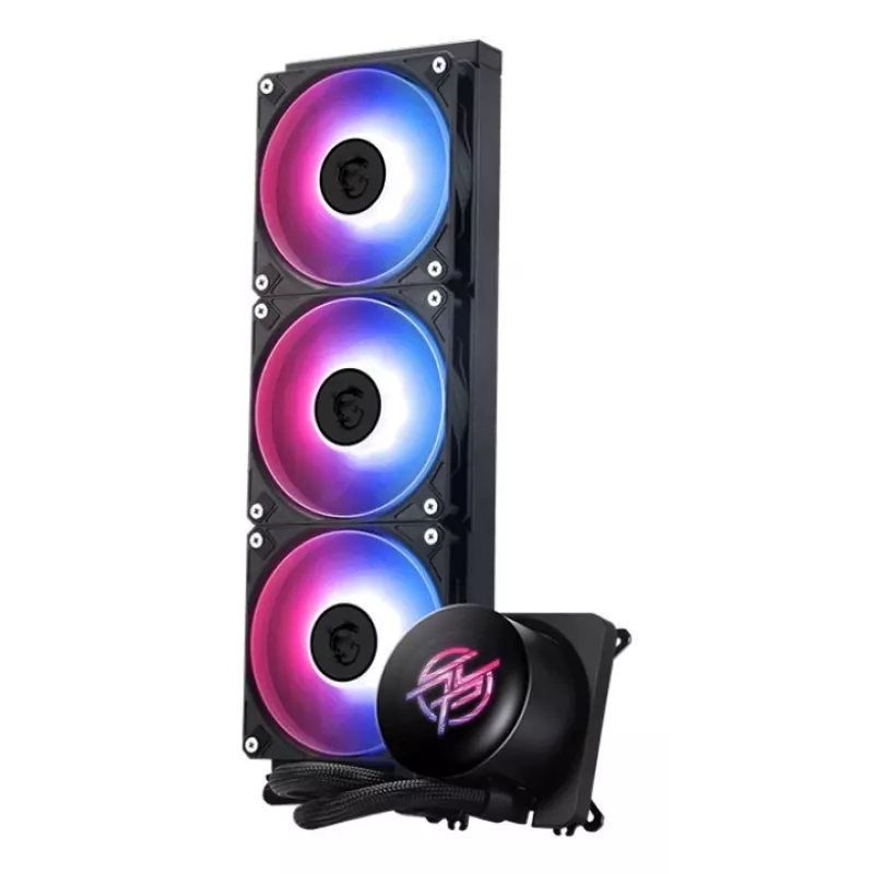 All-in-one vedelikjahuti MSI MPG CORELIQUID P13 — 120 mm ventilaatorid, 3-ventilaatoriga radiaator, LGA 1851 tugi, must