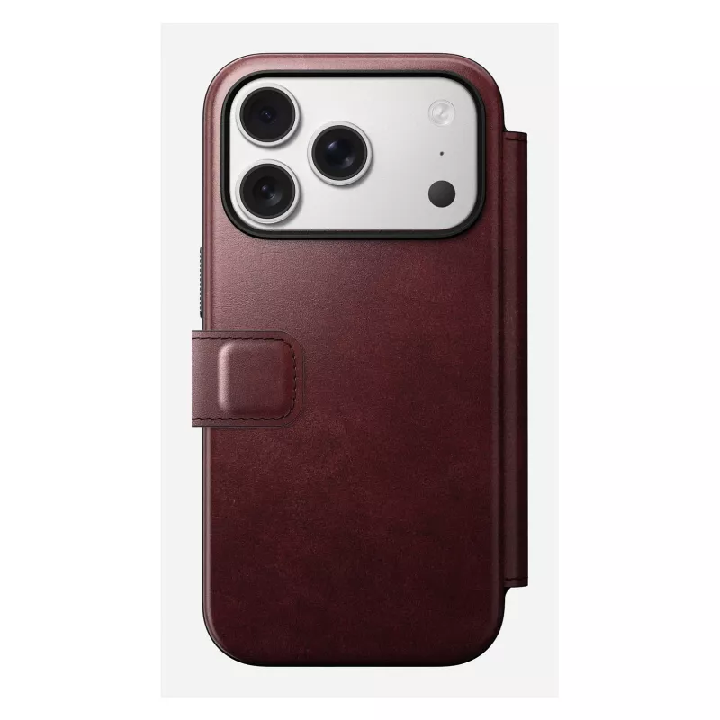 Mobiiltelefoni ümbris Nomad Modern Leather Folio Apple iPhone 17 Pro jaoks, 6,3 tolli (16 cm), nahk, burgundia