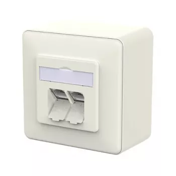METZ CONNECT ühenduspesa E-DAT C6A LSA++ 2 porti AP puhasvalge