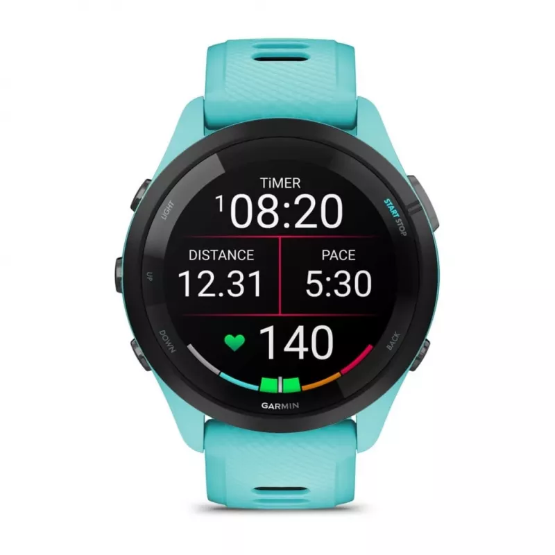 Garmin Forerunner 265 3,3 cm (1,3) AMOLED 46 mm Digitaalne 416 x 416 pikslit Puuteekraan Must, Sinine Wi-Fi GPS (satelliit)