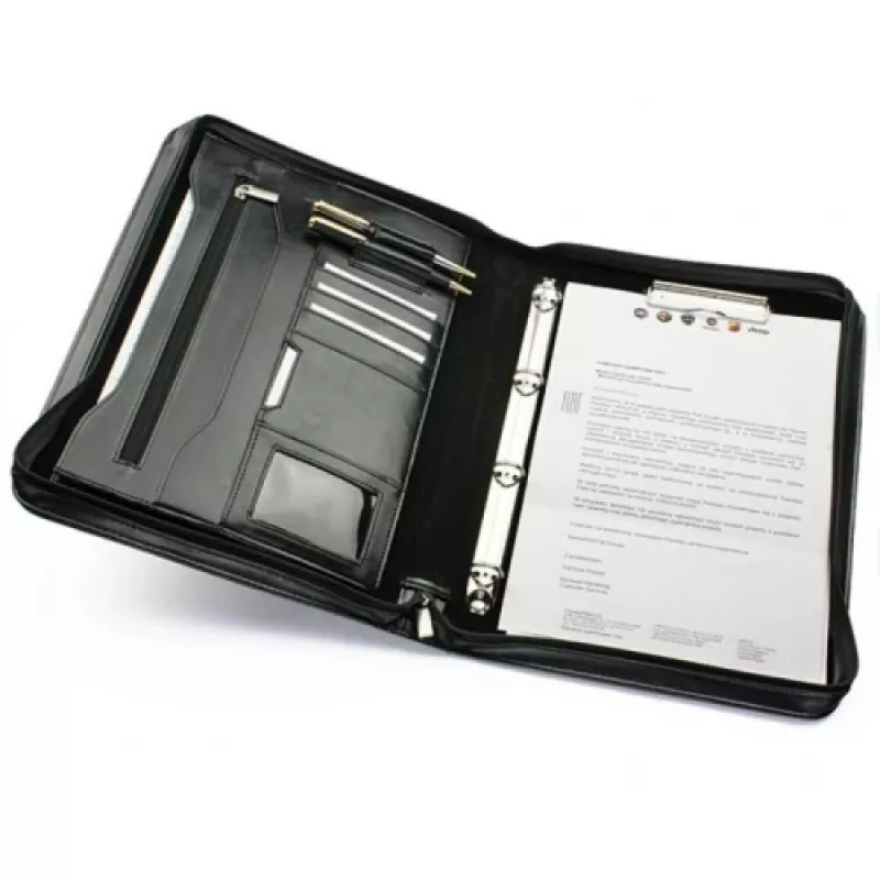 Dokumendikaust A4 klambri ja 4 rõngaga, must, 355x260x50mm