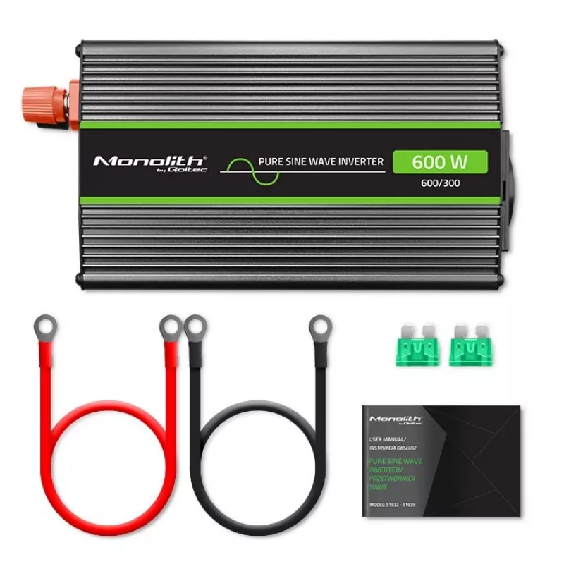 Qoltec Monolith toiteadapter inverter Auto 600 W 12 V
