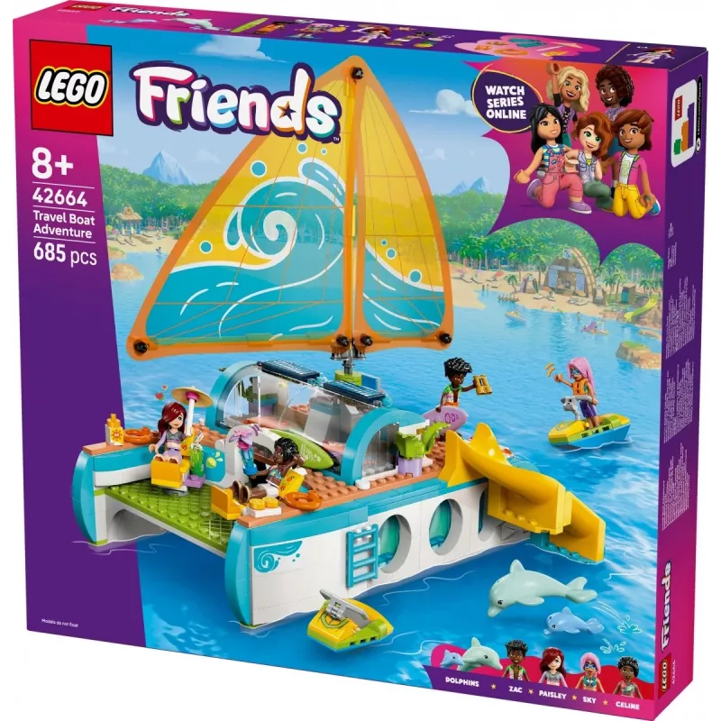 LEGO Friends mängukomplekt Reisikaatri seiklus 42664 — 685 detaili, 4 mininukku, vanusele 8+, 260×190×320 mm