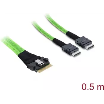 Sisemine PCIe 4.0 kaabel DELOCK õhuke SAS SFF-8654 8i kuni 2× OCuLink SFF-8611 4i 0.5 m