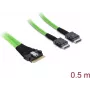 Sisemine PCIe 4.0 kaabel DELOCK õhuke SAS SFF-8654 8i kuni 2× OCuLink SFF-8611 4i 0.5 m