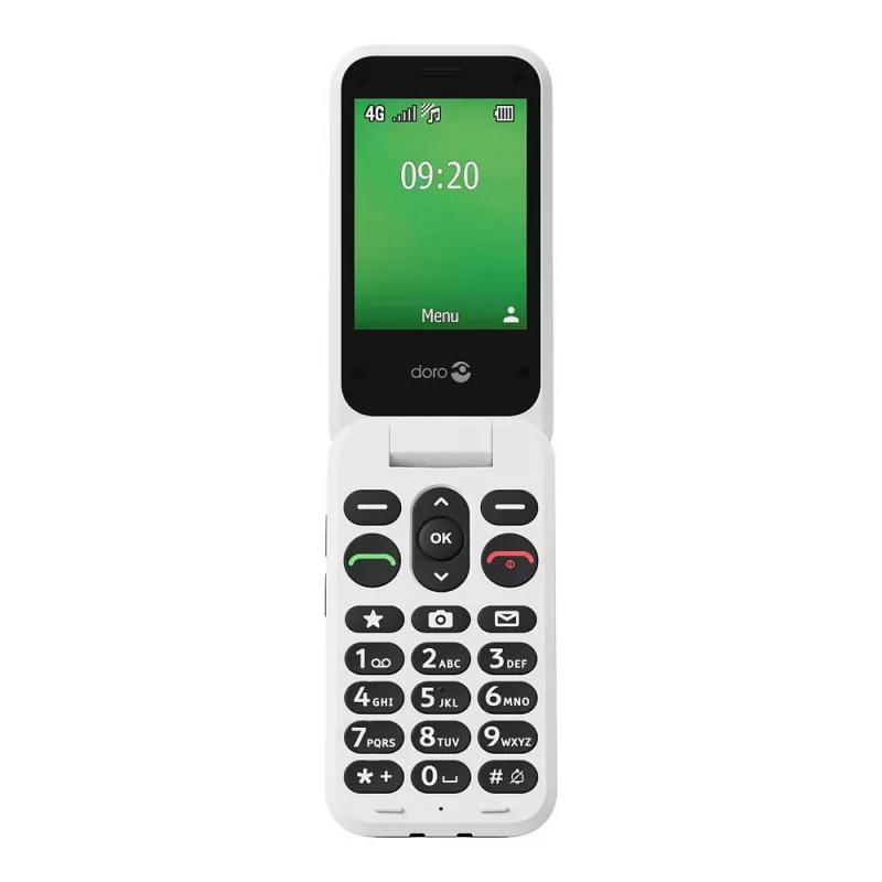 Funktsioonitelefon Doro Leva E22 karpkujuline, 2,8-tolline (7,11 cm) ekraan, üks SIM, 0,3 MP kaamera, 1150 mAh, 127,8 g, punane/valge