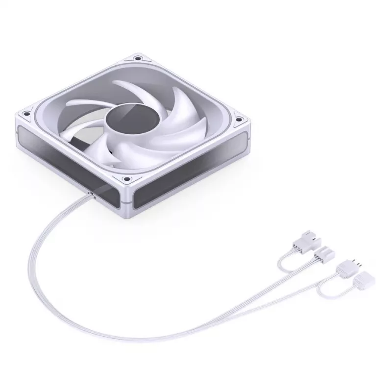 120mm PWM ARGB jahutusventilaator Jonsbo ZA-120 valge — mudel ZA-120W, PWM juhtimine, ARGB valgustus