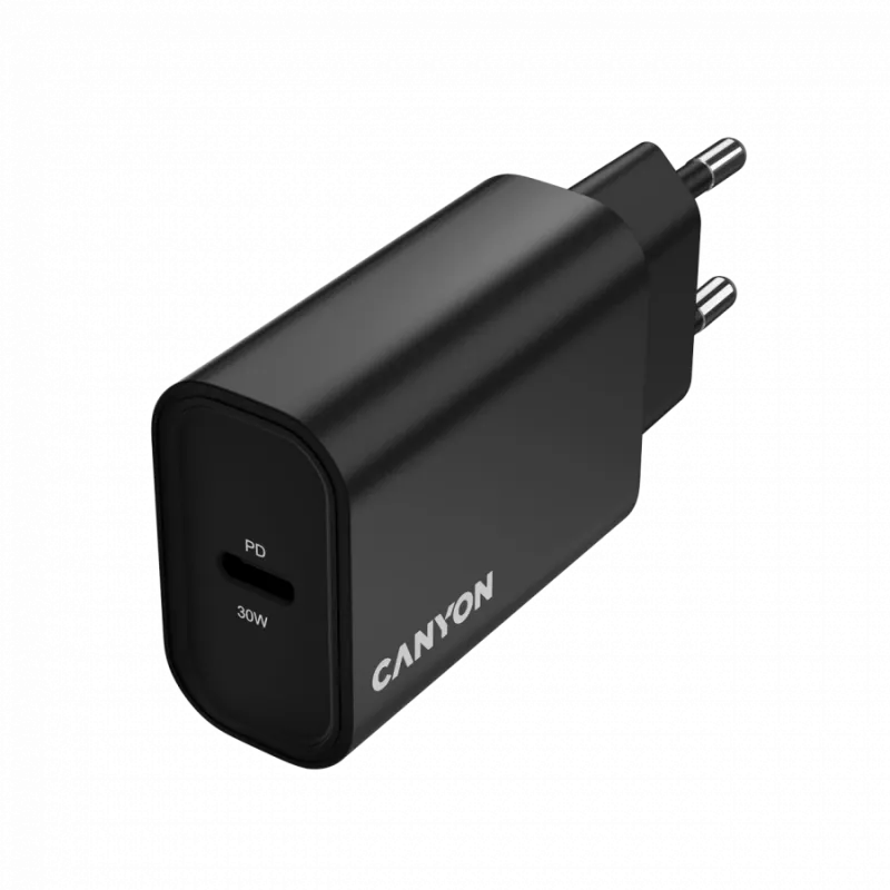 Seinalaadija CANYON OnCharge 30CL 30W PD 1-port EU pistik Must
