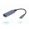 Võrguadapter Gembird A-USB3C-LAN-01 USB-C USB 3.2 Gen 1, Gigabit RJ-45, 0,15 m kaabel, metallkorpus, hall/must