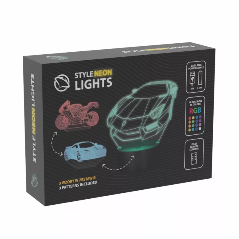 LED-sõiduki RGB 3D-valguskaunistus MANTA SNL120RGB — RGB-lamp autodele ja mootorratastele