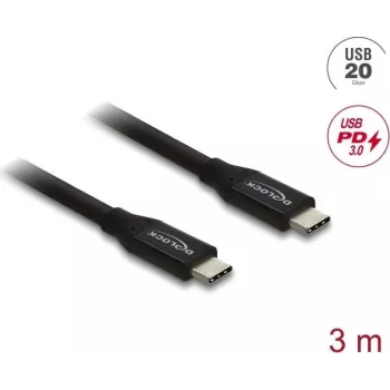 USB koaksiaalkaabel DELOCK 20 Gbps PD 3.0 60 W (mudel 81708)