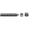 Manhattan USB-C & USB-A Combo Dock/Hub, pordid (4): USB-A (x4), 5 Gbps (USB 3.2 Gen1 ehk USB 3.0), USB-toitega (välist toiteallikat pole vaja)
