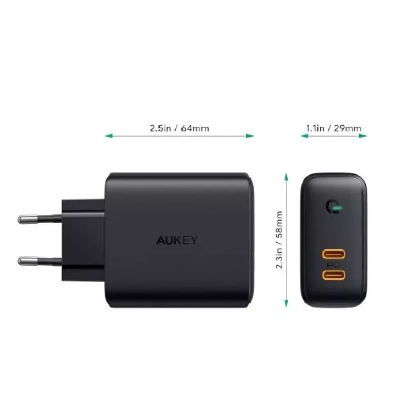 AUKEY PA-D2 mobiilseadme laadija 36W Must Siseruumides