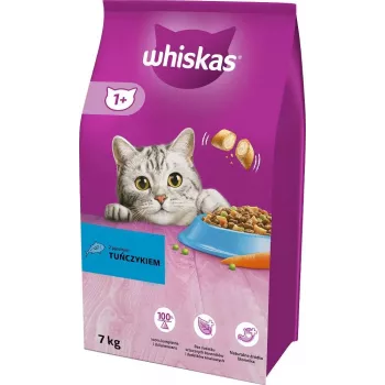 Kuiv kassitoit Whiskas Cat Adult tuunikalaga 7 kg — täisväärtuslik kuivkrokett täiskasvanud kassidele, 30,8% valku, 12% rasva