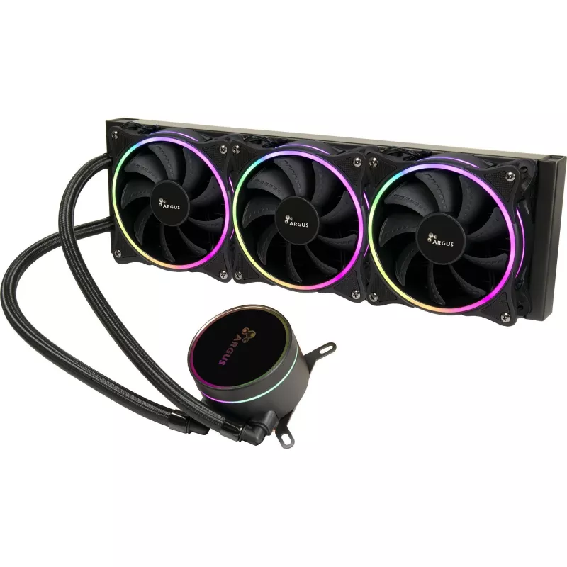Universaalne vedelikjahuti INTER-TECH LC-360 RGB — 12 cm ventilaator, hüdrauliline laager, must